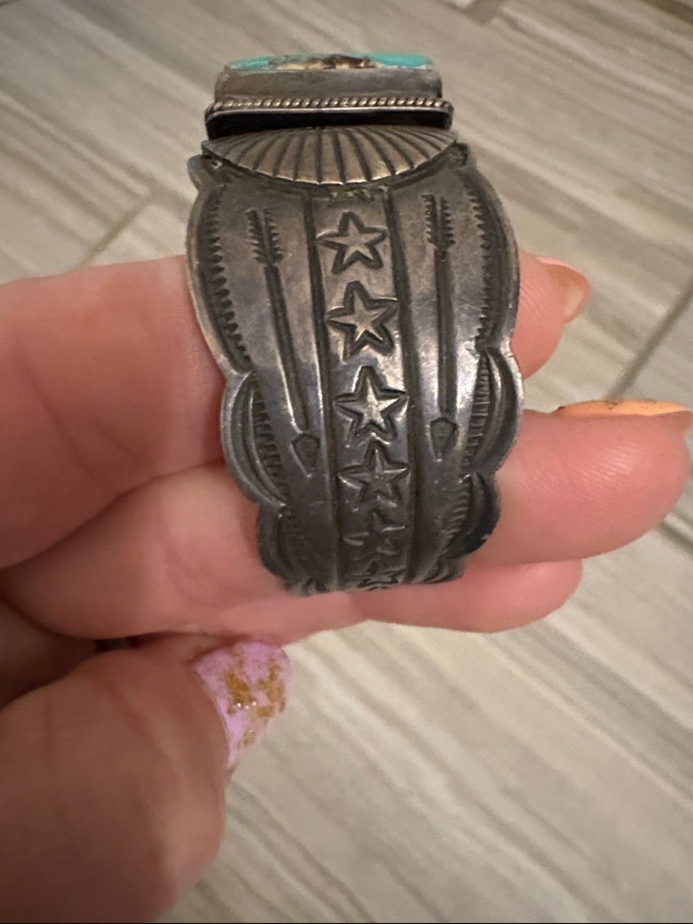 Gary Reeves Vintage Sterling Silver and Turquoise Cuff - Picture 5 of 15